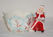 Vtg Napco? Holly Choir Girl Christmas Planter AS IS picture