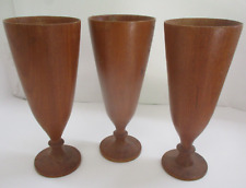 3 Vintage Wood Goblets Cups picture