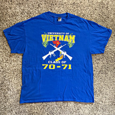 Vintage Gildan Heavy Cotton Blue XL T-Shirt University of Vietnam Class of 70-71 picture