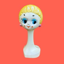 VTG Retro  1960’s Blond  Twiggy Head Display Stand picture