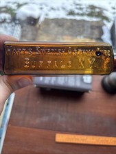 Antique Hart’s Swedish Asthma Cure; Buffalo NY Embossed Amber Bottle picture