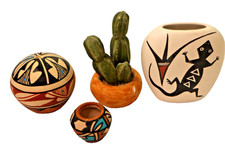 Lot of 4 Miniature Acoma ,Jemez Other  Figurines and Bowls picture