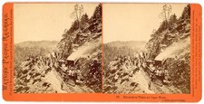 CALIFORNIA STEREOVIEW - CPRR - Excursion Train at Cape Horn - CE Watkins 1870s picture