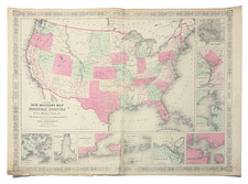 1864 Military Map of the United States Johnson and Ward **ANTIQUE ORIGINAL picture