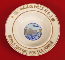 VINTAGE USS NIAGARA FALLS AFS-3 MOBILE SUPPORT SEAPOWER ASHTRAY CIGAR CIGARETTES picture