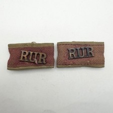 Genuine Royal Ulster Rifles Metal Shoulder Titles On Khaki Drill Slip Ons picture