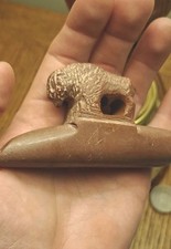 “Gorgeous” SIGNED Historic Native American Red catlinite Buffo Pipe picture