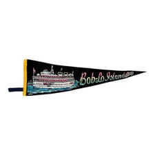 Vintage Bob-Lo Island Pennant 22 Inch Canada Detroit Ship Graphic picture