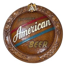 VTG 1940s AMERICAN Beer Baltimore MD Composition Display Advertising Sign 12.5