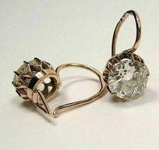 Vintage Art Deco Lab Created Diamond Drop Dangle 14K Rose Gold Plated Earrings picture