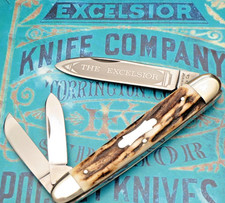 EXCELSIOR KNIFE CO 1990’s Era Solingen Jumbo Anglo Saxon Whittler Stag Handles picture
