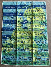 RARE Vintage KLM Royal Dutch Airlines Holland Map Souvenir Handkerchief Scarf picture