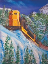 Original Oil Painting Railroad Train Northern Pacific and Snow   American Artist picture