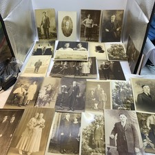 25 Vintage Photo Post Cards 1900s– 1920s Woman Men Kids Families Some New & Used picture
