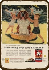 1956 St. Bernard Friskies & Dog Food Vintage-Look DECORATIVE REPLICA METAL SIGN picture