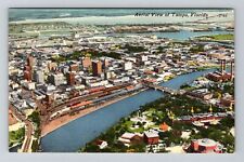 Tampa FL-Florida, Aerial Of Town Area, Vintage Postcard picture