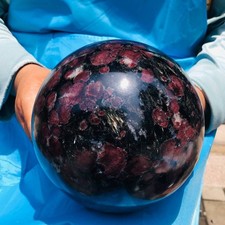 14.74LB Natural Firework red garnet quartz polished sphere crystal ball healing picture