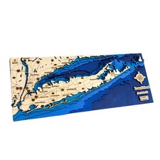 Long Island NY 3D Wooden Map 14x5.5 | Layered Topographic Bathymetry Wall Art picture