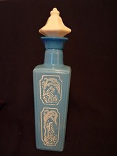 Vintage 1965 Jim Beam Whiskey Blue Slag Milk Glass Decanter “Shepherd & Dog” picture