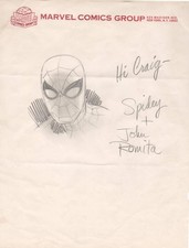 JOHN ROMITA SR SPIDER-MAN ORIGINAL COMIC ART VINTAGE MARVEL LETTERHEAD picture