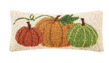 Peking Handicraft Pumpkins Hook Pillow 12in Wool Cotton, Orange picture