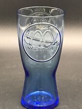 Vtg Blue McDonalds Style Coke Pepsi Glass Cup Collectors Glassware 6.5