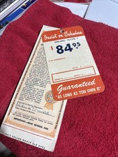 Vtg Schwinn price hang tag & Guarantee Certificate 1951 with Cycelock Key RARE picture