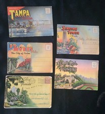 Lot 5 Vintage Souvenir Pictorial Fold-Out Postcard Mailers FLORIDA Miami Flowers picture