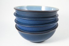 Set of 4 Denby Langley Bowls Stoneware England Blue Jetty Soup Cereal Rice Bowl picture