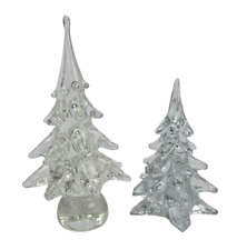 2 Vintage crystal glass Christmas trees picture