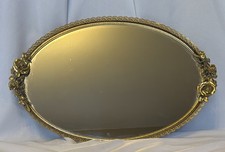 VTG MCM - MATSON OVAL HOLLYWOOD REGENCY STYLE - MIRRORED VANITY TRAY - 17