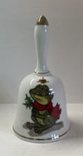 Vintage Suzy's Zoo Mistletoe Frog Christmas Bell Enesco 1976 picture