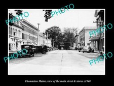 OLD LARGE HISTORIC PHOTO THOMASTON MAINE VIEW OF THE MAIN ST & STORES c1940 picture