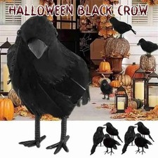 Realistic Black Crow Halloween Prop Fake Bird Scary Raven Feather Decoration UK picture