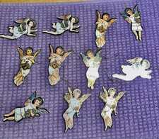 11- Rare Vintage Commodore Mfg. Corp 1987 Gold Foiled Angel Christmas Ornaments picture