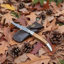 SK CUSTOMS Exquisite Hand-Forged Olive Wood Twist Damascus Texas Toothpick Rare picture