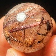 Natural Beautiful Golden Hair Rutilated Agate Crystal Sphere  Healing L7790 picture