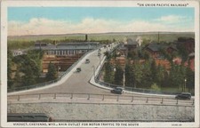 Postcard Viaduct Cheyenne WY Outlet Motor Traffic to South Wyoming  picture
