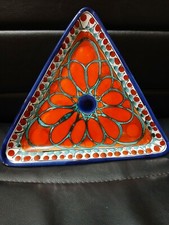 Arte D'Italia Italy Hand Painted Triangle Ashtray/ Trinket Dish Wall Hanging 8x8 picture