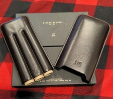 Vintage Alfred Dunhill Black Grained Leather 3-Finger Cigar Case PA 9010 Boxed picture