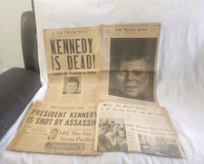 (4) 1963 JFK Kennedy Dead Newspaper Lot picture