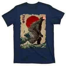 Vintage Japanese Godzilla Great Wave Poster T-Shirt picture