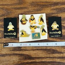 Vintage Sea World Pete Penny Penguin Pin Lot of 9 Metal Pinbacks Set Encounter picture