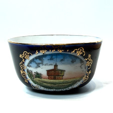 EDGECOMB - OLD FORT - MAINE ME Antique Souvenir China TRINKET COBALT  picture