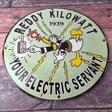 Vintage Reddy Kilowatt Porcelain Sign -  Advertising Gas Station Pump Sign picture