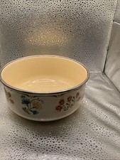 Vintage Kobe JC Penney Kitchen Metal Enamel Mixing Bowl Flowers Off White picture