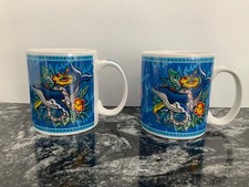 Hawaii Hilo Hattie Coffee Mugs Lot of 2 Maui WHALES & Flowers Heritage EUC picture