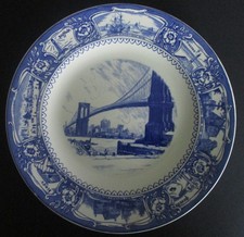 1936 Souvenir Wedgwood Plate Tercentenary Long Island New York Brooklyn Bridge picture