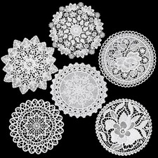 6 Pack Crochet Doilies Vintage Lace Doilies 6 Inch White Round Cloth Doily Croch picture
