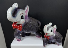 Vintage Anthropomorphic Arnart Sugar Coated Elephant w/ Baby Figurines  picture